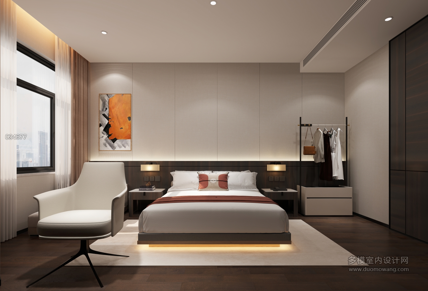 现代酒店套房主卧1