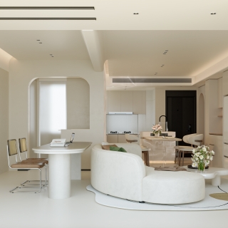 极简奶油客厅单张