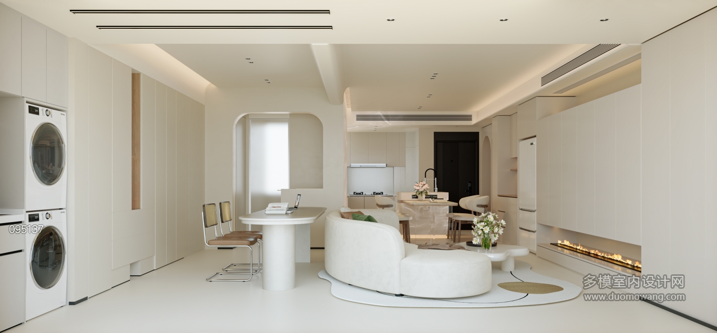 极简奶油客厅单张