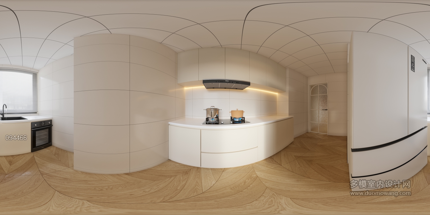 奶油风厨房全景