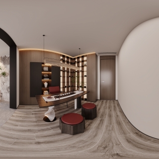 现代意式茶室全景