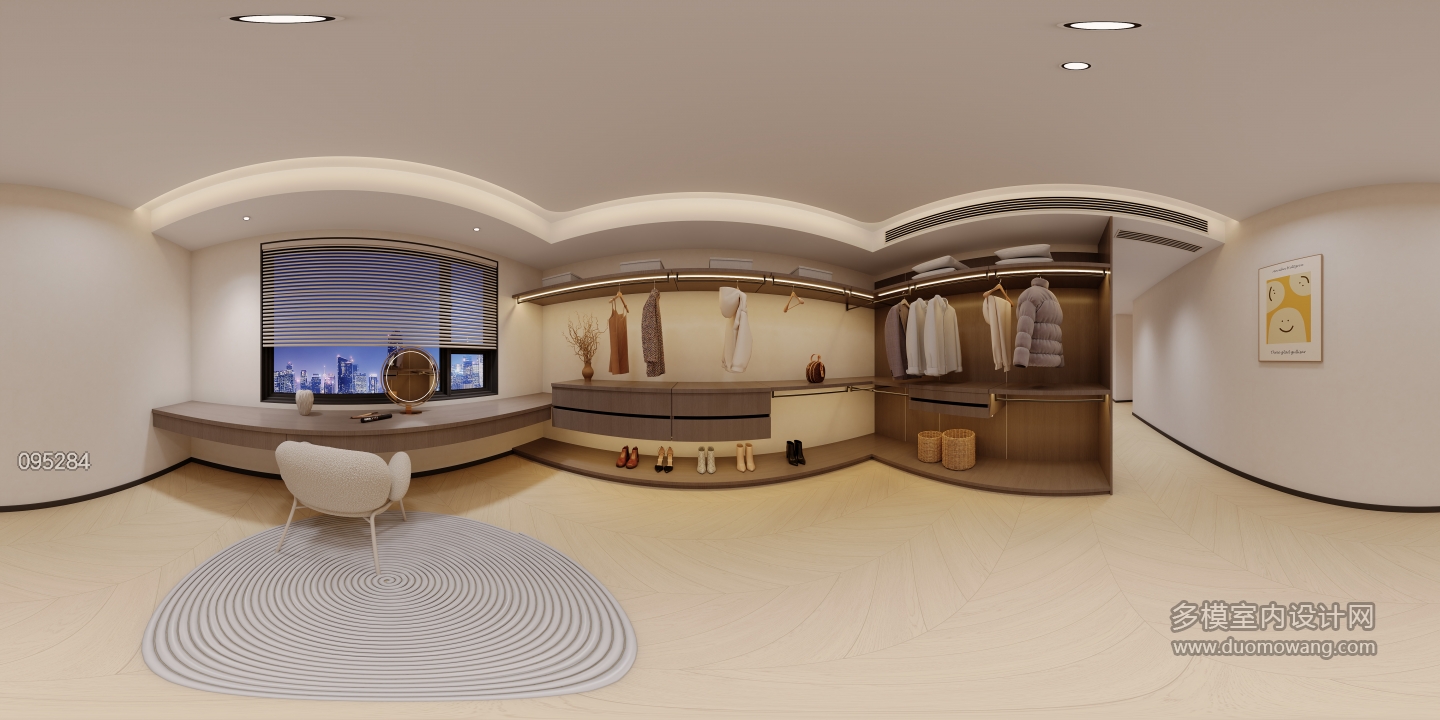 奶油风 衣帽间全景