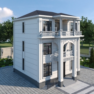 新中式别墅透视