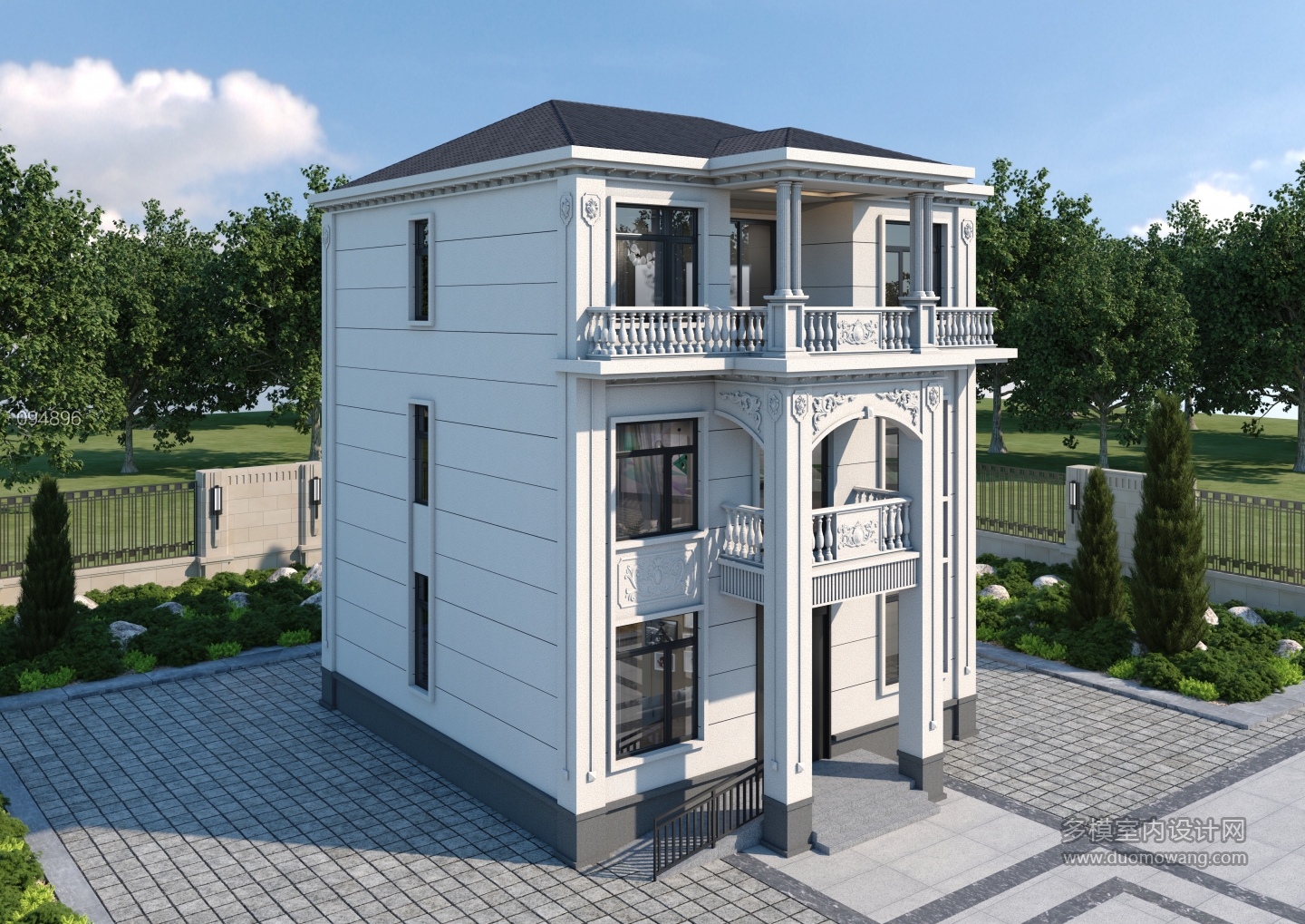 新中式别墅透视