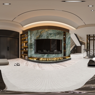 现代别墅一楼客厅全景