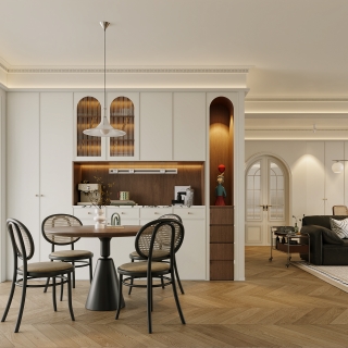 法式中古奶油餐厅特写