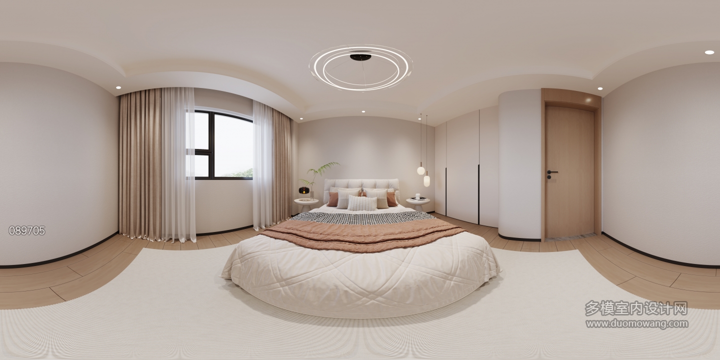 现代奶油老人房全景