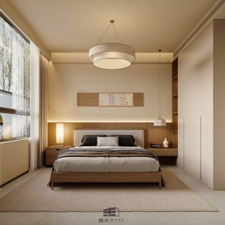 一层宋代中式一层卧室特写