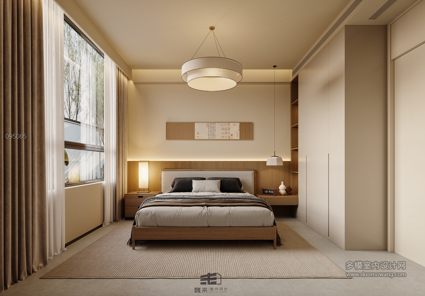 一层宋代中式一层卧室特写