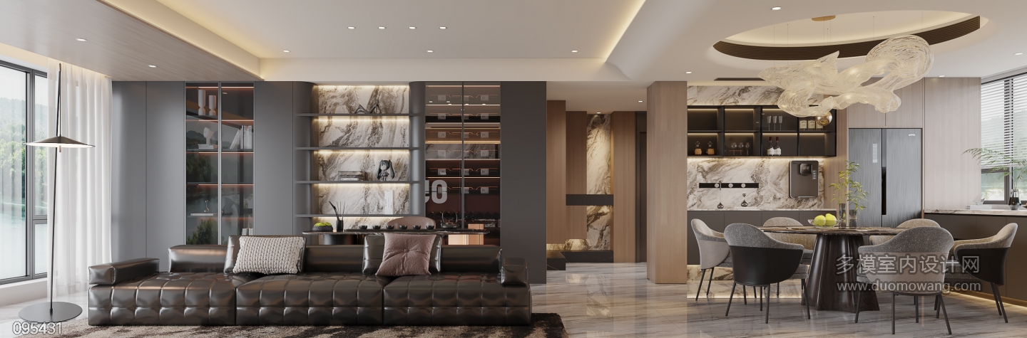 意式客餐厅_沙发墙静态