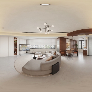 1现代 中古风客餐厅全景