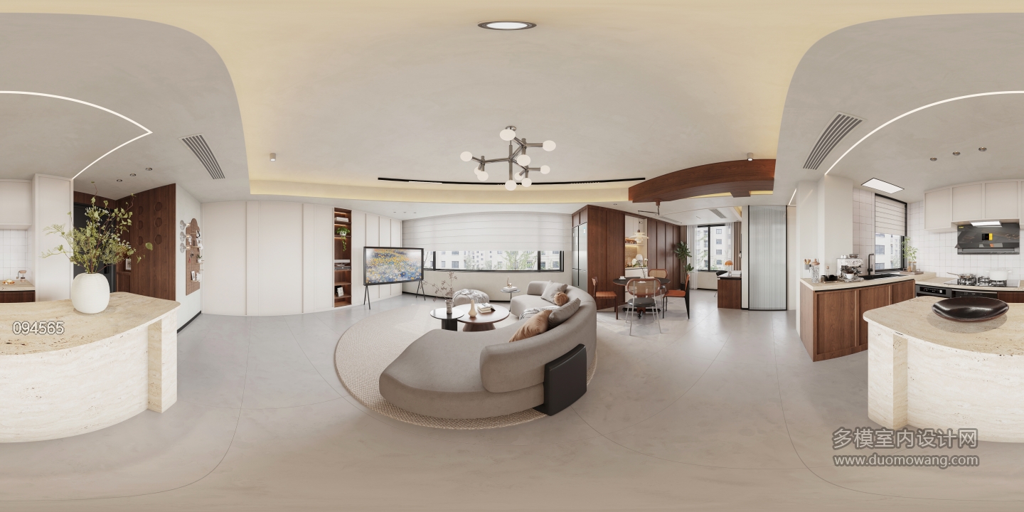 1现代 中古风客餐厅全景