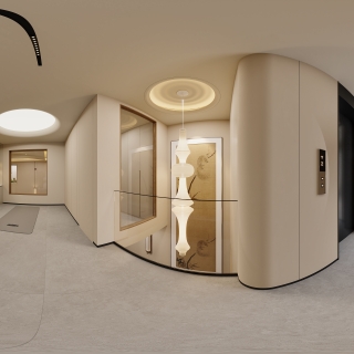 负一层宋代中式楼梯间全景