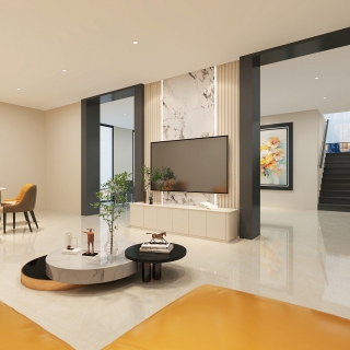 现代家装1F电视背景墙_