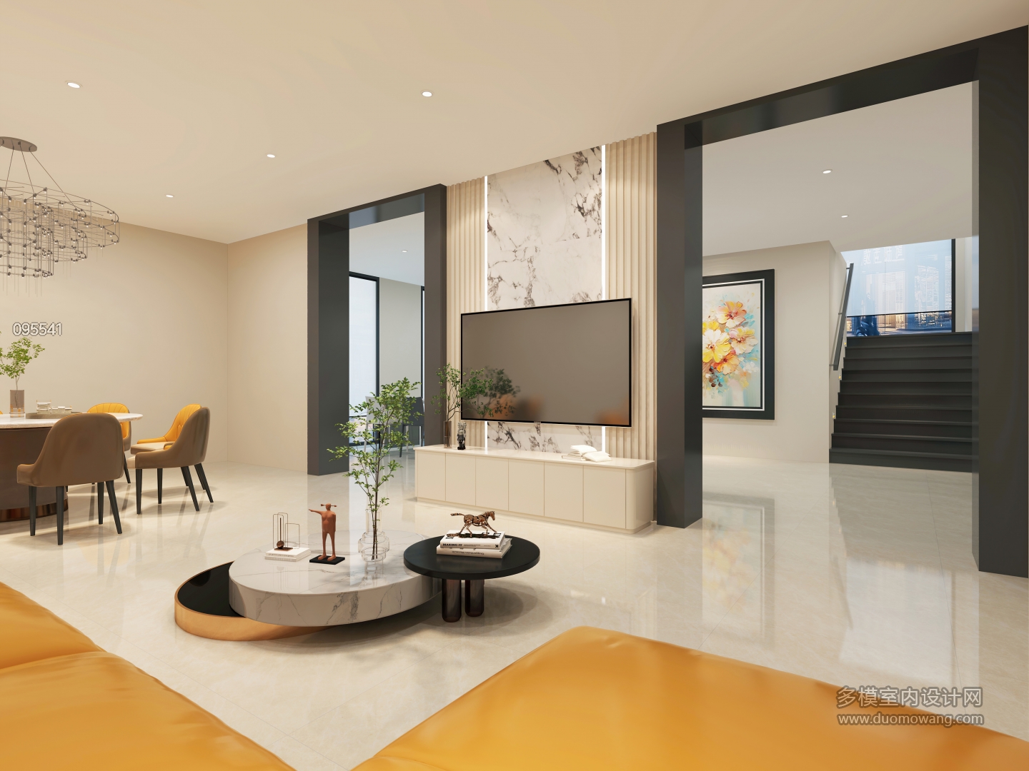 现代家装1F电视背景墙_