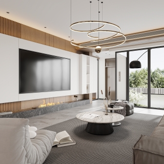 现代客厅1电视墙