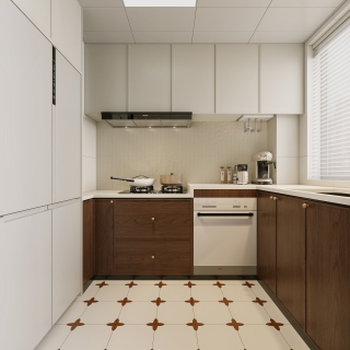 法式中古奶油厨房特写