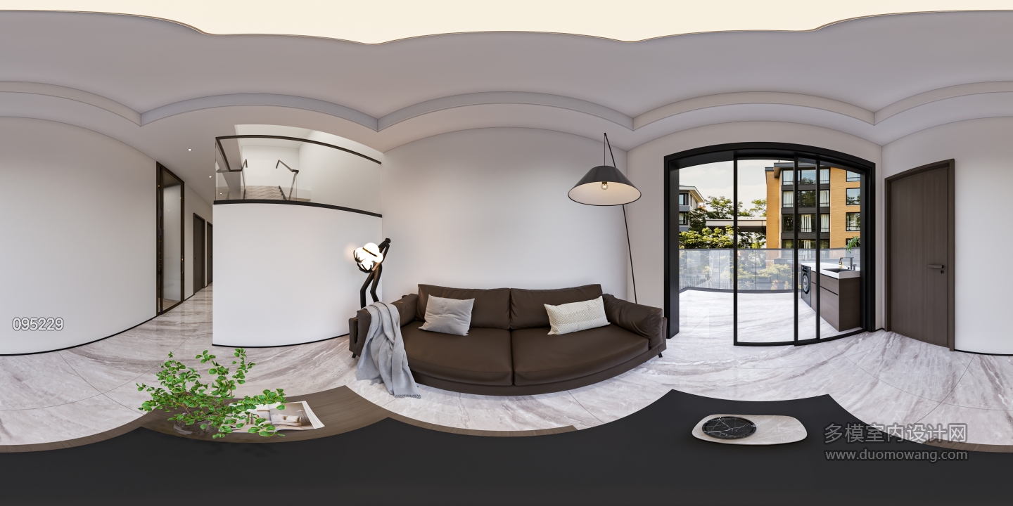 现代别墅二楼休闲区全景