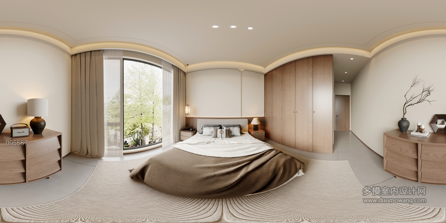 宋式美学一层卧室全景