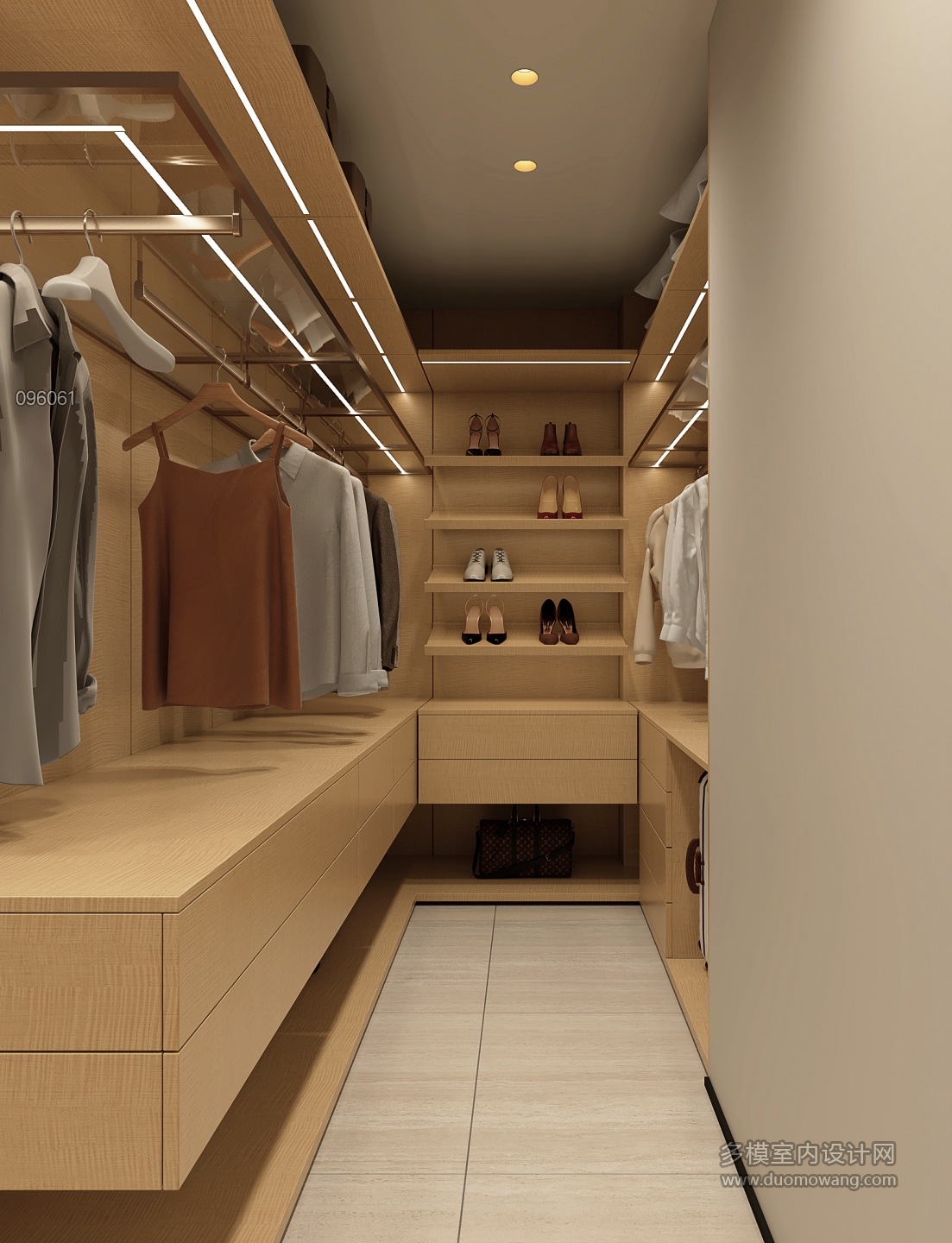 现代负二楼衣帽间002