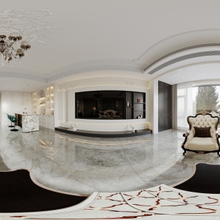 法式二层客厅全景