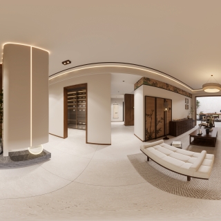 新中式负二层会客厅全景