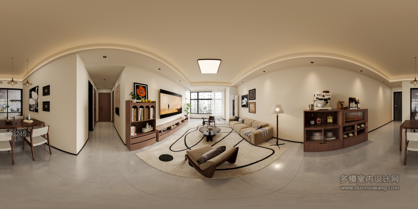 现代中古中古客餐厅全景