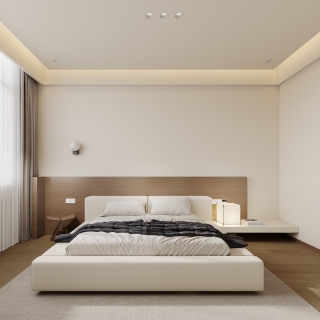 现代奶油二层次卧