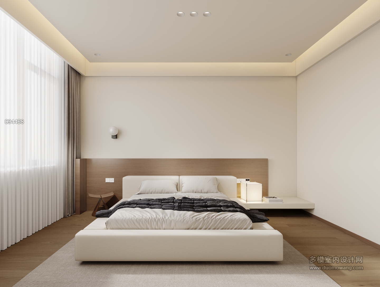 现代奶油二层次卧