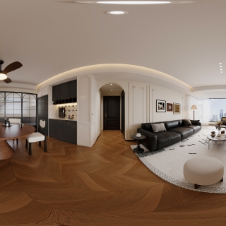 现代中古客厅全景