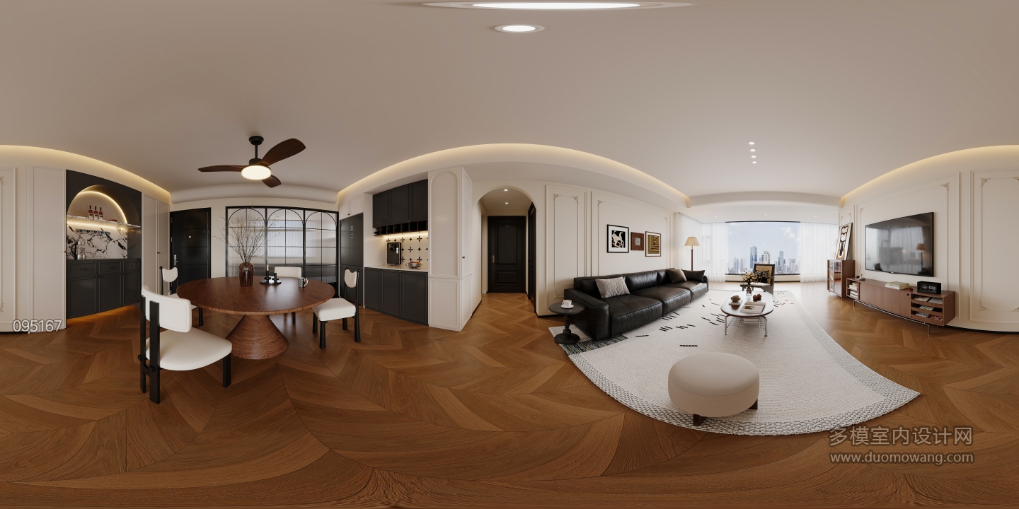 现代中古客厅全景