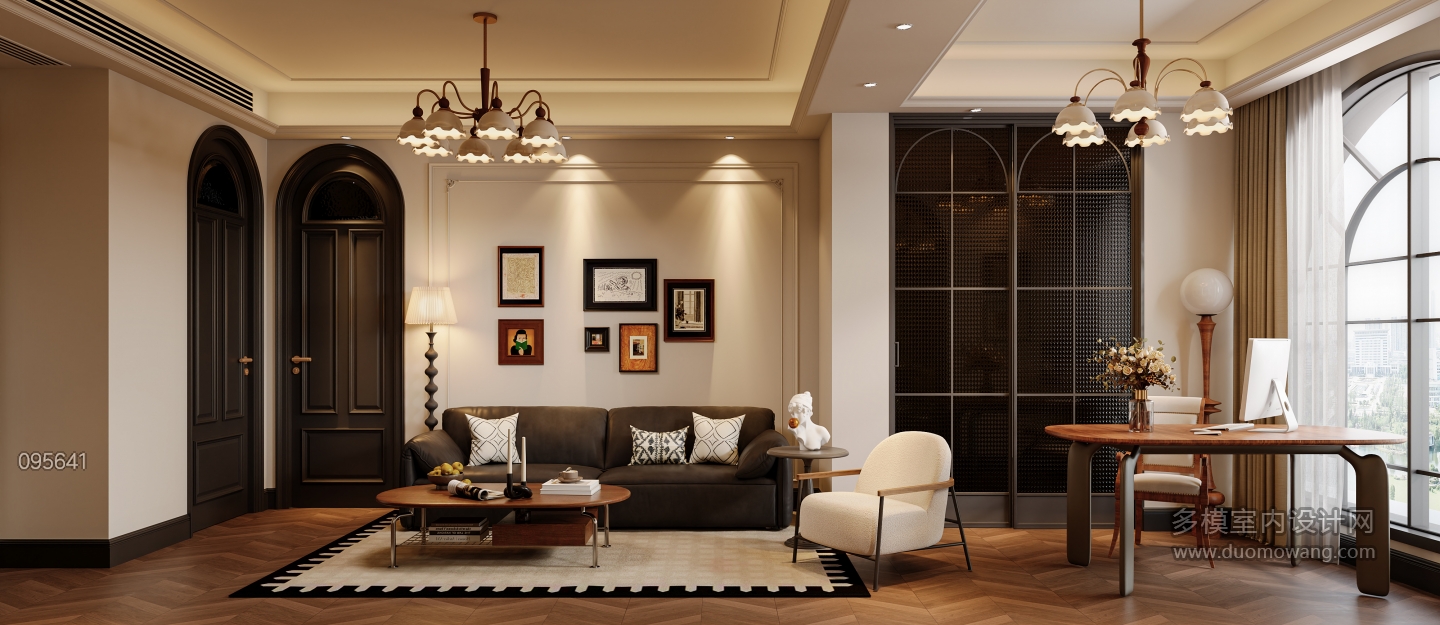 法式复古 2楼 会客区沙发背景特写