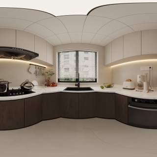 现代一楼厨房全景