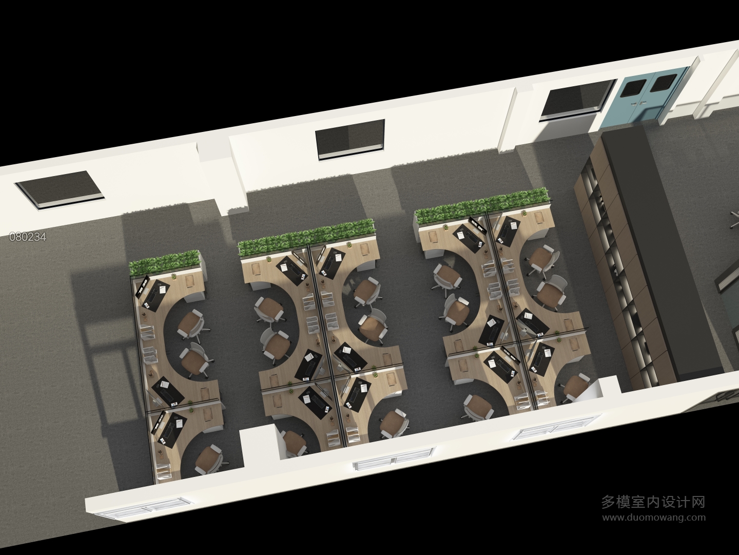 现代办公室鸟瞰1