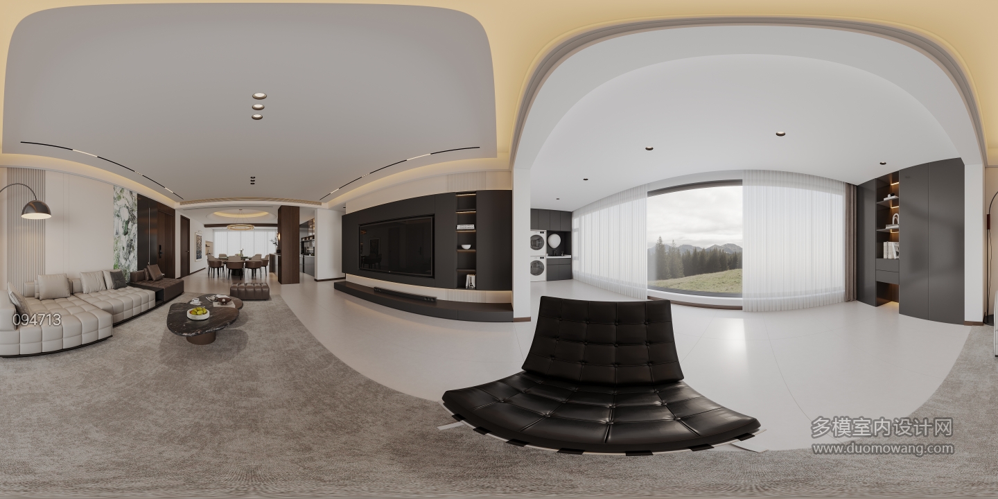 现代客厅阳台全景