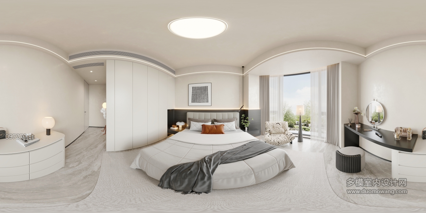 现代轻奢主卧全景