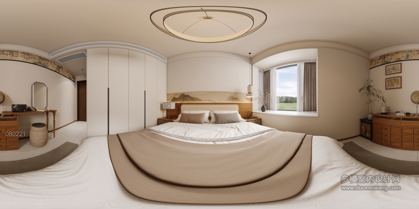 新中式主卧全景