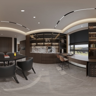 现代 意式 餐厅 全景