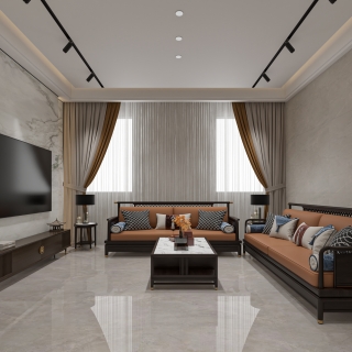 新中式别墅二楼客厅单张