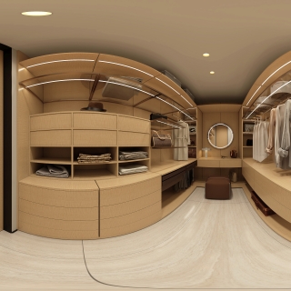 现代负二楼衣帽间360