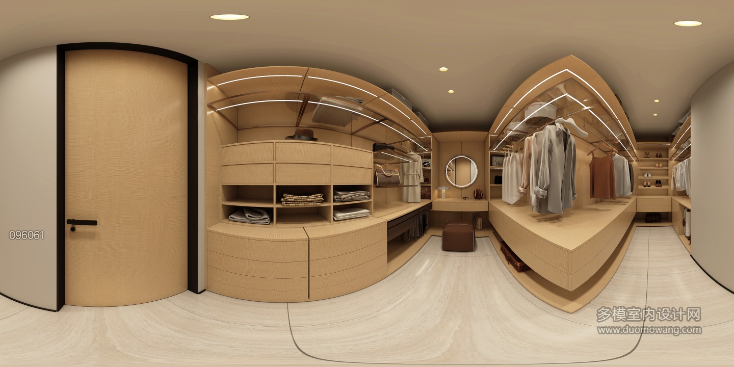 现代负二楼衣帽间360