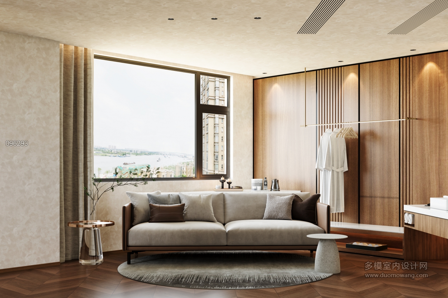 现代酒店民宿卧室沙发面