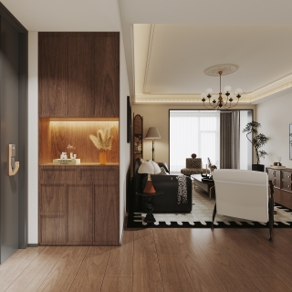 现代中古进门鞋柜