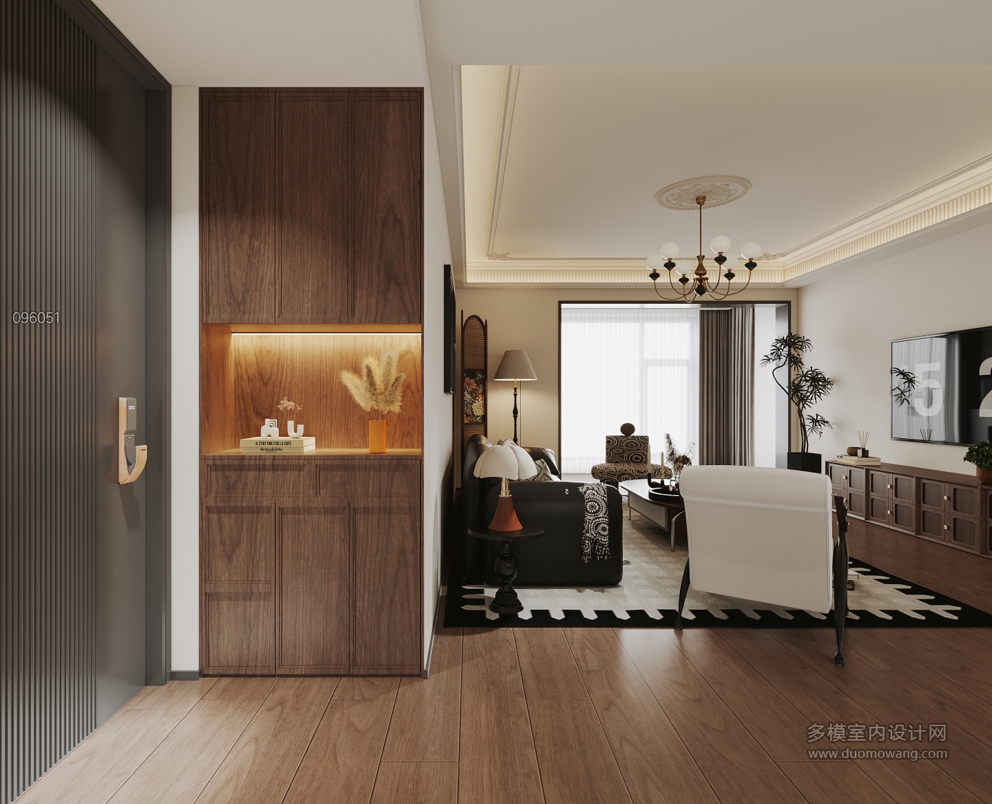 现代中古进门鞋柜