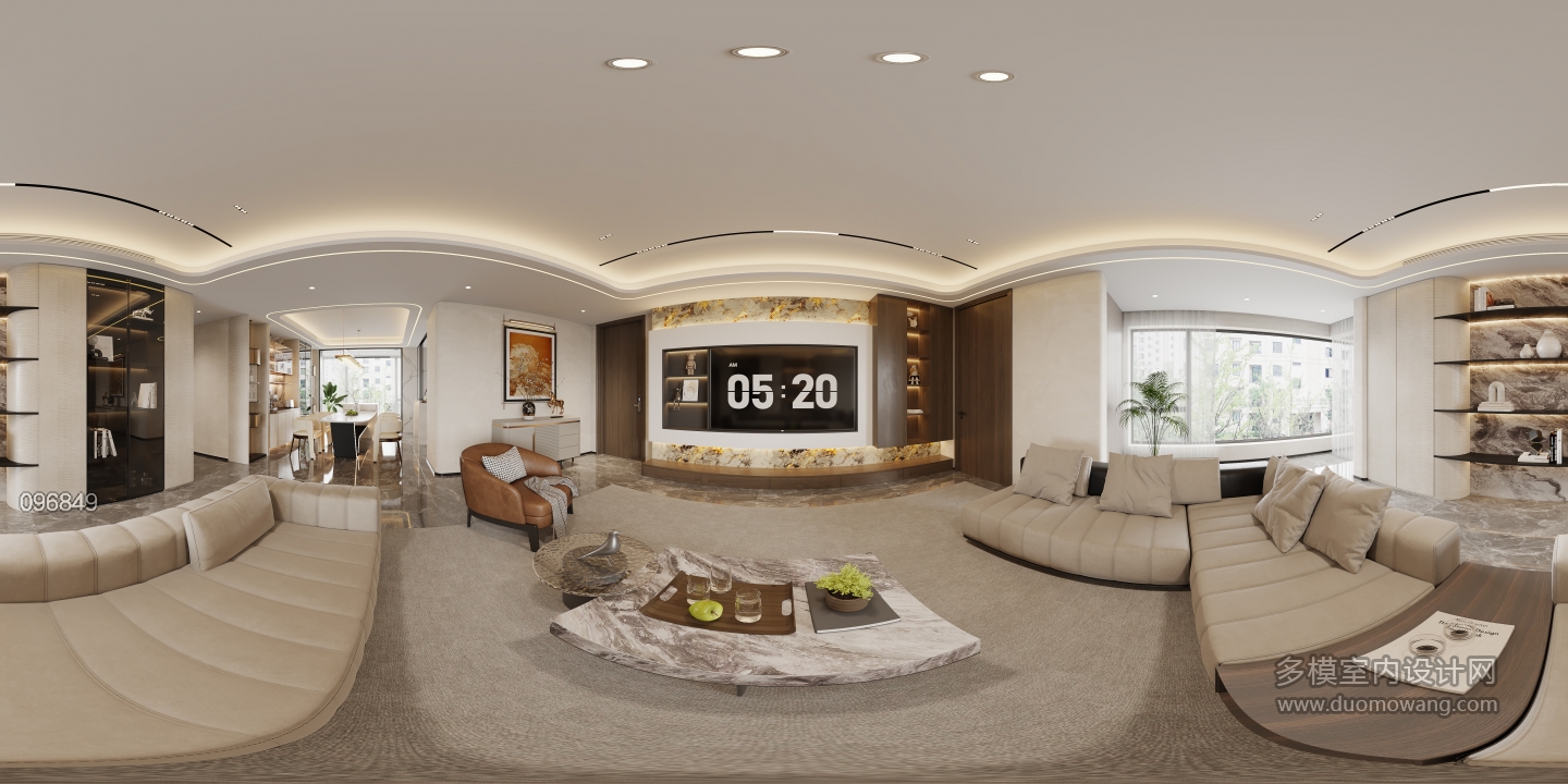 现代轻奢客厅全景