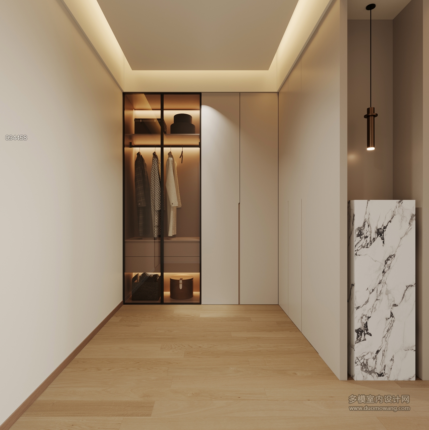 现代奶油二层主卧衣帽间