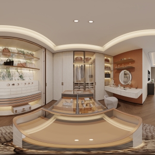 现代轻奢衣帽间全景