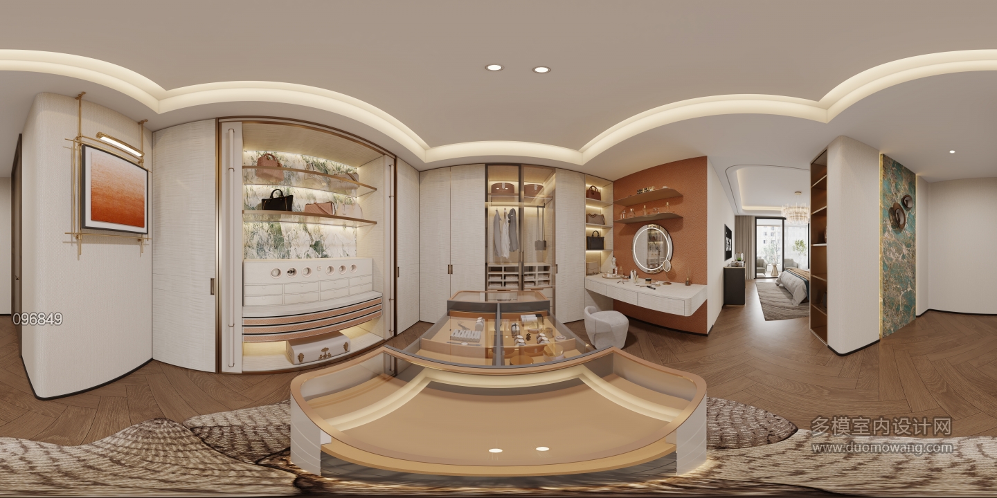 现代轻奢衣帽间全景