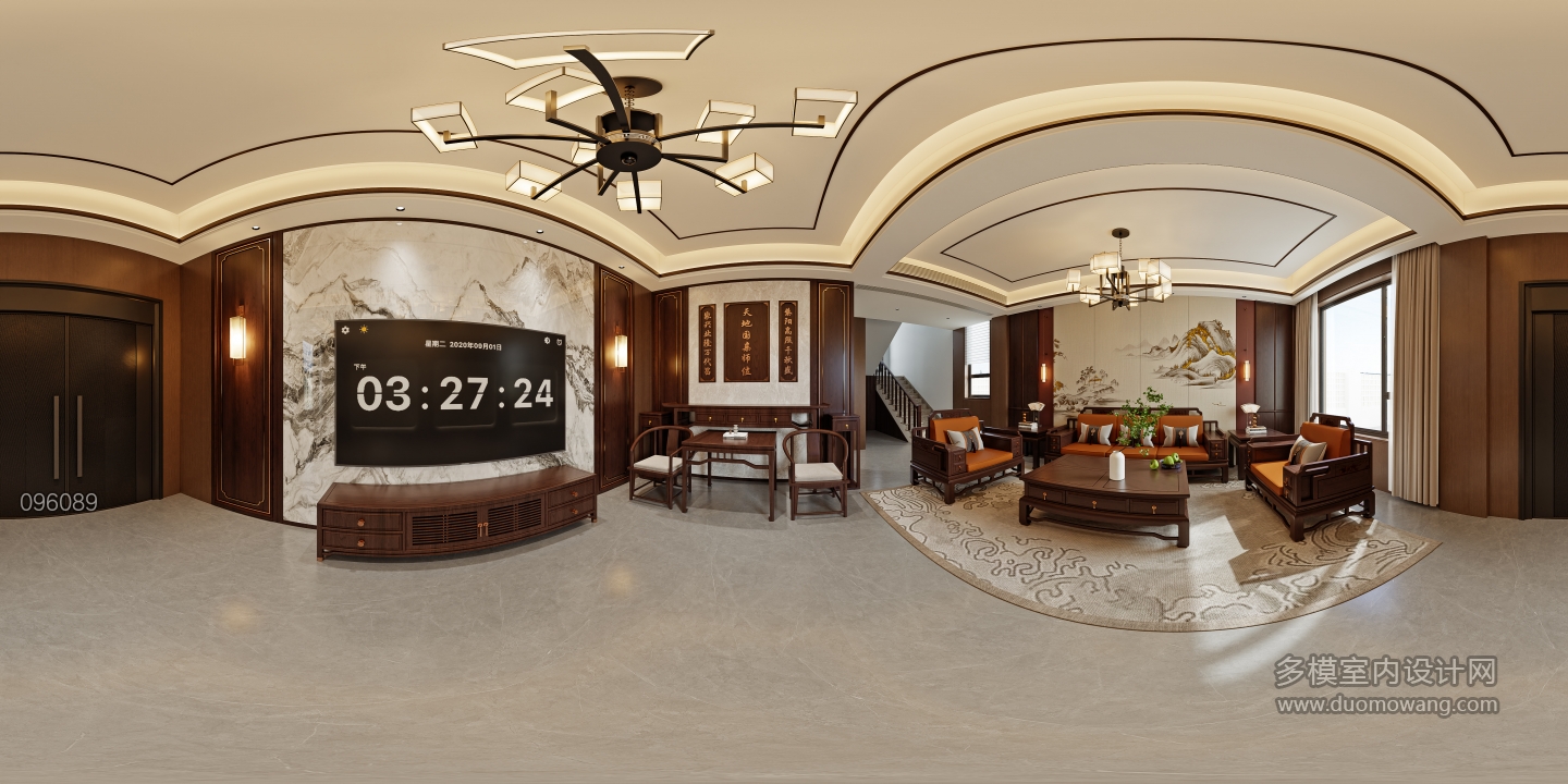 蓬塘熊总新中式别墅314_一层客厅 拷贝