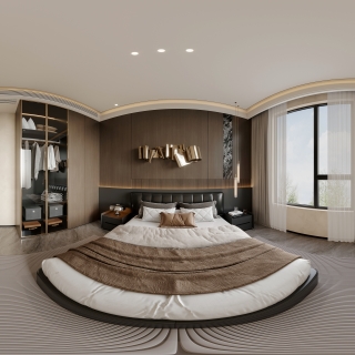 意式轻奢次卧全景